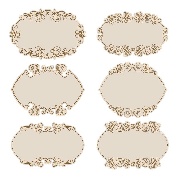 Vector set of gold decorative borders, frame - ベクター画像