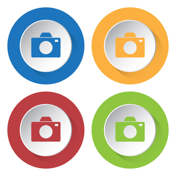 set of four colored icons with camera - Vetor, Imagem