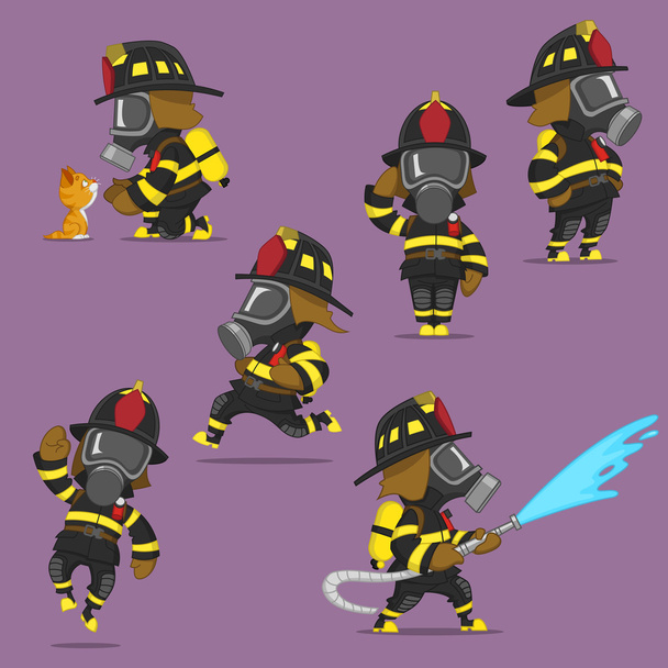 Set of firefighters - Vector, Image