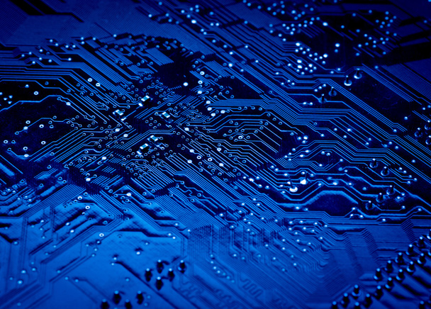 blue circuit board background of computer motherboard - Φωτογραφία, εικόνα