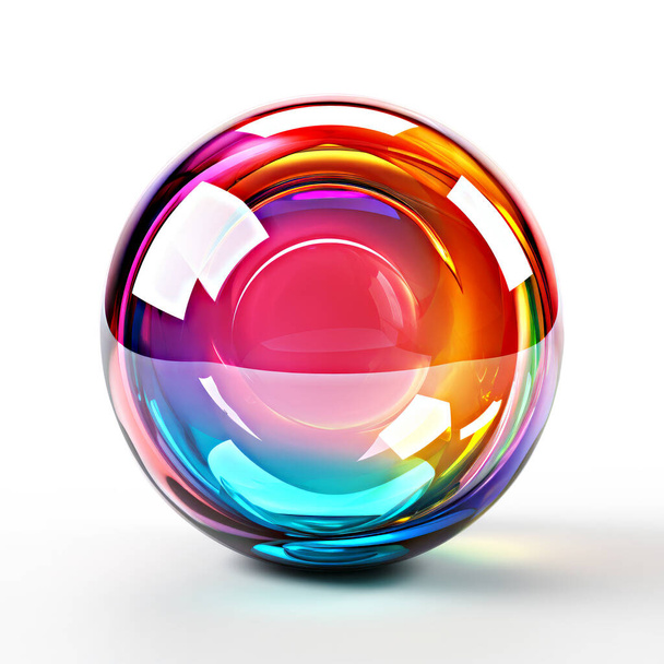 Colorful crystal sphere on a white background. with clipping path - Photo, Image