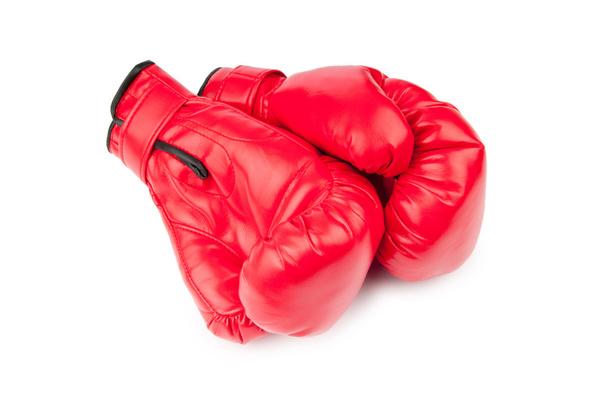 Gants de boxe rouges isolés sur blanc
 - Photo, image