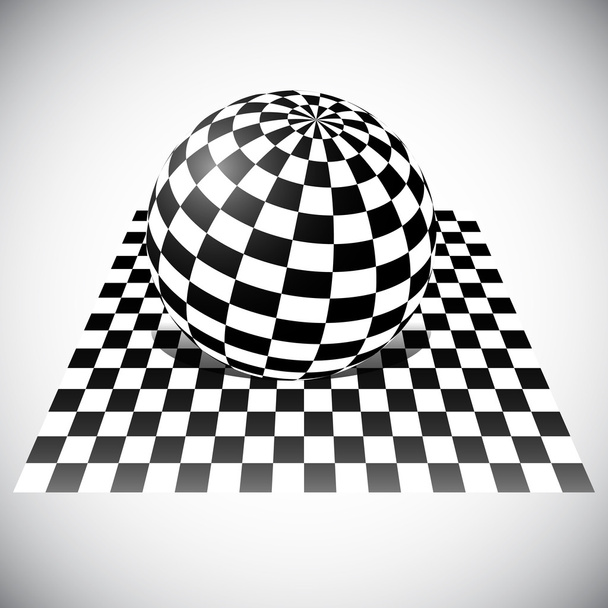 Checkered Sphere on Checkered Plane. - ベクター画像