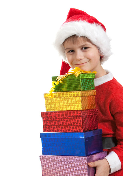 Boy holding a christmas gift - Φωτογραφία, εικόνα