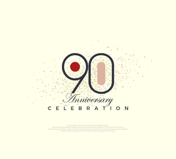 Moderní a jednoduchý číselný design k oslavě 90. výročí. Prémiový vektor pro plakát, banner, slavnostní pozdrav. - Vektor, obrázek