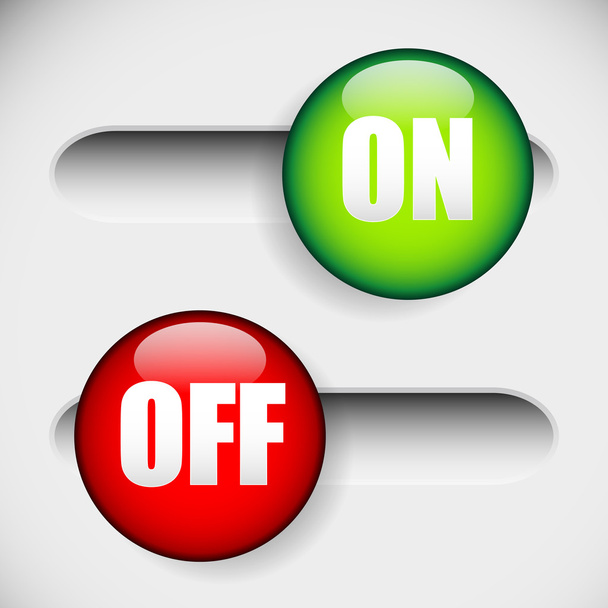 Horizontal On and off, power buttons - Vector, Image