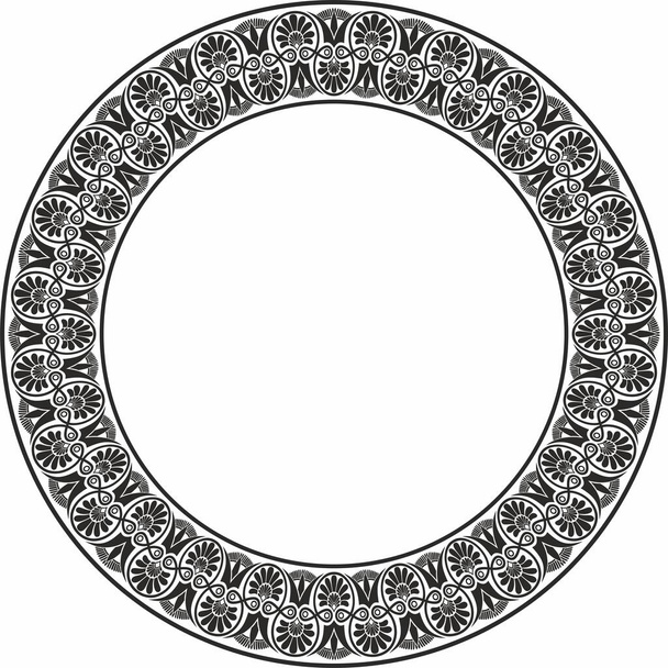Векторный черный монохромный круглый орнамент кольца Древней Греции. Граница Римской империи - Вектор,изображение
