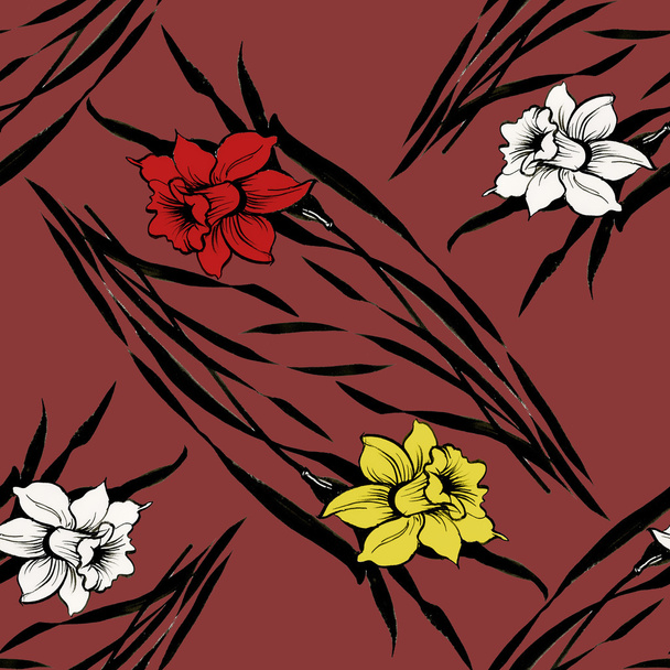 Floral seamless narcissus buds pattern - Fotó, kép