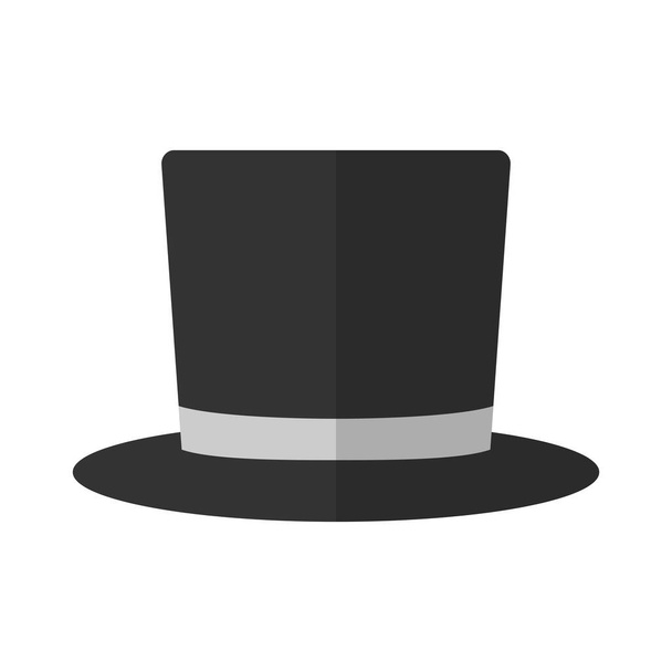 Ikona klobouku válec v plochém stylu izolované na bílém pozadí. Obrázek vektoru magické čelenky. - Vektor, obrázek