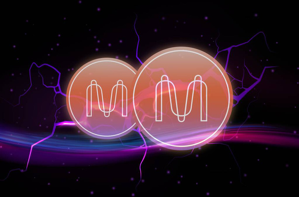 an image of the mina coin virtual currency on a digital background. 3d illustrations. - Photo, Image