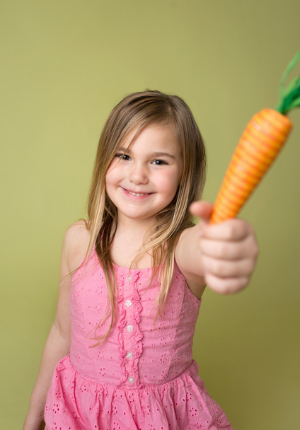 Smiling Girl with Carrot - Photo, Image