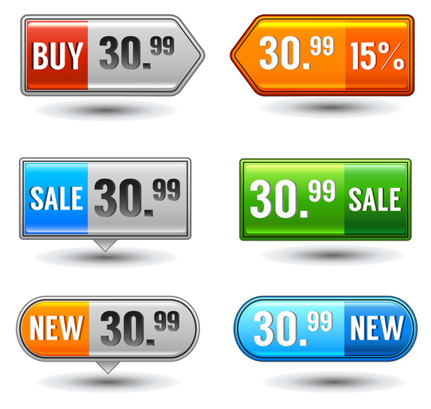 Glossy button e-commerce price tags - Διάνυσμα, εικόνα