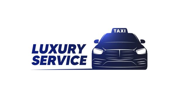 タクシーのロゴ。 ラグジュアリーカーシルエット。 ビジネスクラスのタクシー。 プレミアムタクシーサービス - ベクター画像