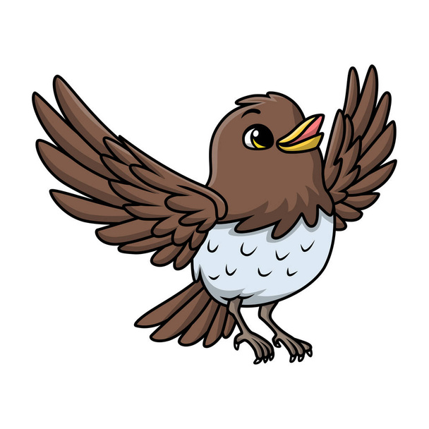 Vector illustration of Cute robin bird cartoon on white background - Vector, Image
