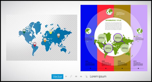 Világ megjelenítése infographic Globe ikonok - Vektor, kép