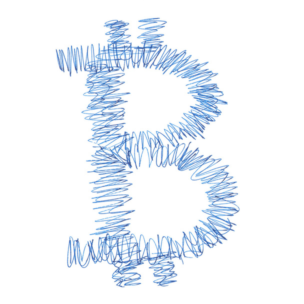 Bitcoin σύμβολο σκαρίφημα σχεδίασης - Φωτογραφία, εικόνα