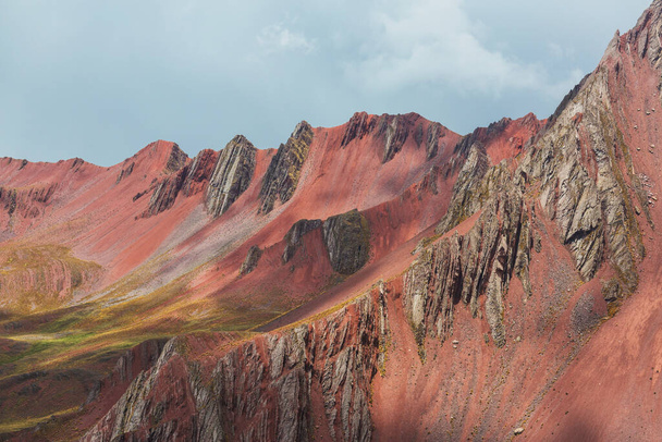 Beautiful mountains landscape in Peru- Pallay Poncho, alternative Rainbow mountains. - Photo, Image