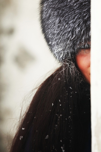 Girl fur hat - Foto, Imagen