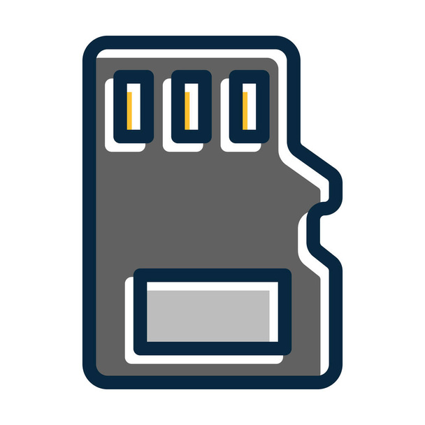 Sd Card Vector Thick Line gefüllte dunkle Farben Symbole für den persönlichen und kommerziellen Gebrauch - Vektor, Bild