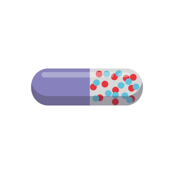 Capsule with medication on white background - Vector, Image