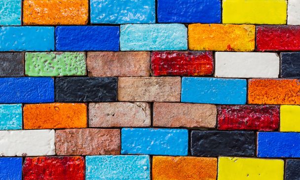 Old colourful brick, wall texture background. - Photo, Image