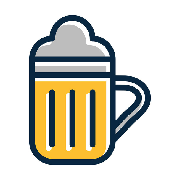 Толстая линия вектора кружки пива заполненные темные цвета иконки для личного и коммерческого использования - Вектор,изображение
