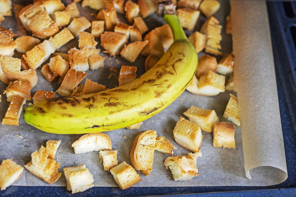 Banános kekszet sütök banánnal. Fitness és egészséges táplálkozás - Fotó, kép