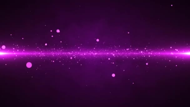 Abstracte zwarte en roze energie ruimte met deeltjes. De deeltjes verspreiden zich in verschillende richtingen. Het lijkt op ruimte en energie. Er is een lichte pulsatie en rook. 3d animatie voor achtergrond - Video
