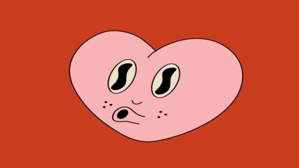 Animace Roztomilý obličej Karikatura srdce. 2d kreslený film. Video - 4K - Záběry, video