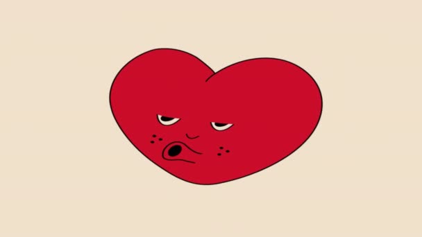 Animazione Carino viso Cartoon heart. Cartone animato 2d. Video 4K, trasparenza del canale alfa per il web design.  - Filmati, video