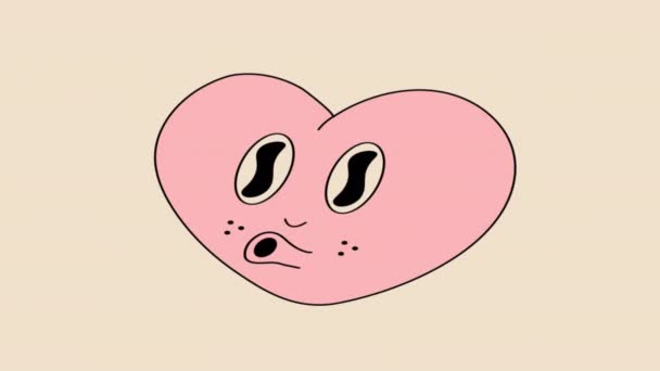 Animace Roztomilý obličej Karikatura srdce. 2d kreslený film. Video - 4K - Záběry, video