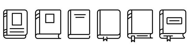 Buchikone. Set schwarzer Buchsymbole auf weißem Hintergrund. Vektorillustration - Vektor, Bild