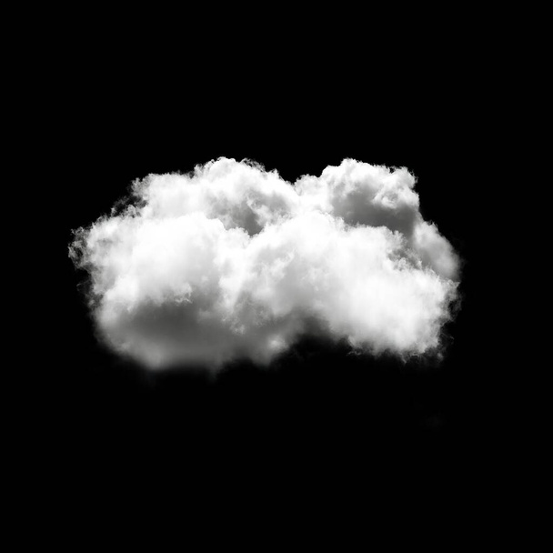 Fehér felhő, elszigetelt, felett fekete háttér 3D-s illusztráció, természetes felhő-alakzat - Fotó, kép