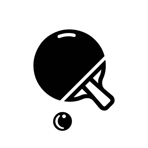 Ікона тенісної ракетки. Чорна ікона настільного тенісу ракетка і м'яч. Векторні ілюстрації - Вектор, зображення