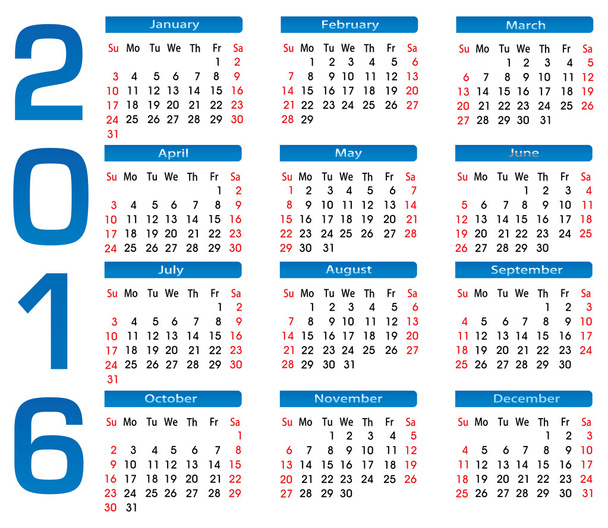 calendario cuadrado 2016
 - Vector, Imagen