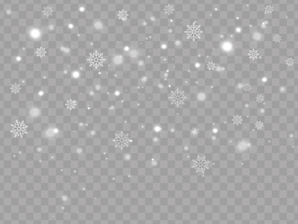 Winter achtergrond met sterren en sneeuwvlokken op transparante achtergrond - Vector, afbeelding