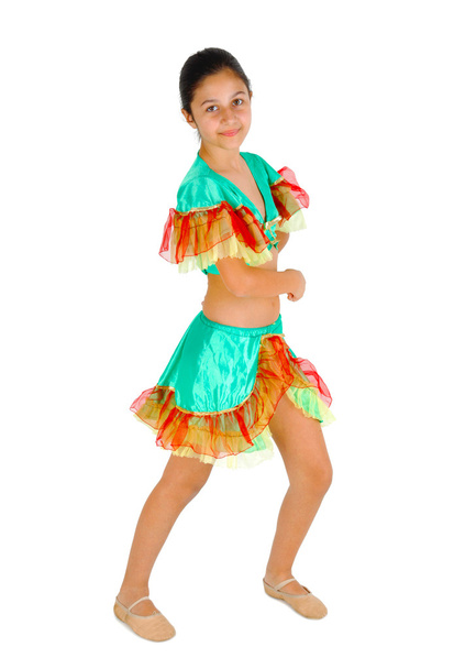 ラテン アメリカ服で踊っている女の子 - 写真・画像