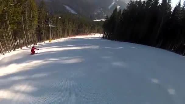 Going down the ski run in Bukovel, Ukraine - Footage, Video