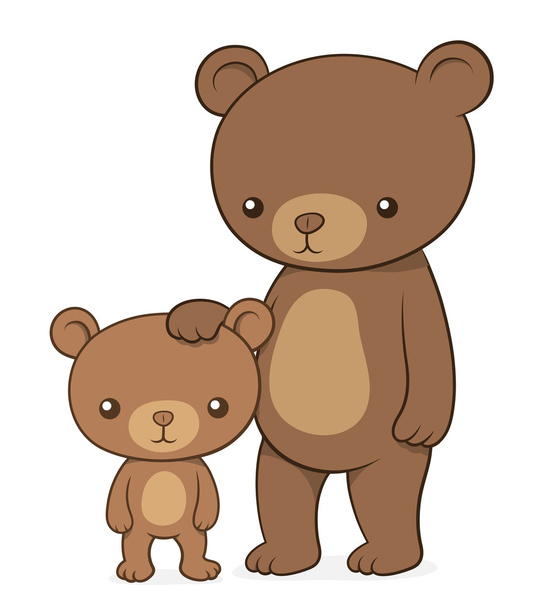 Bruine beer met haar schattige kleine cub teddy - Vector, afbeelding