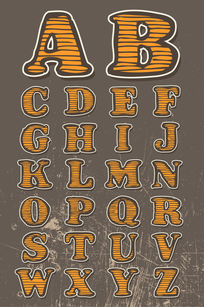 Textured hand drawn alphabet - Vektör, Görsel