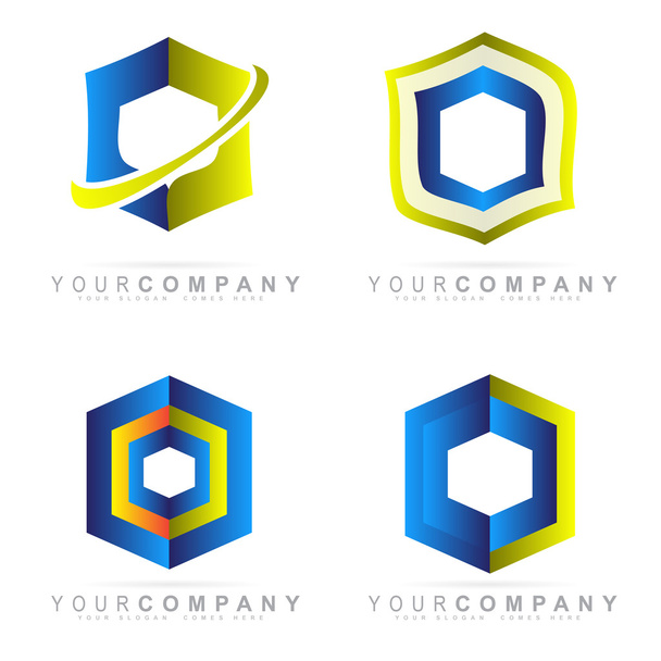 Hexagon corporate logo set - Vector, Image