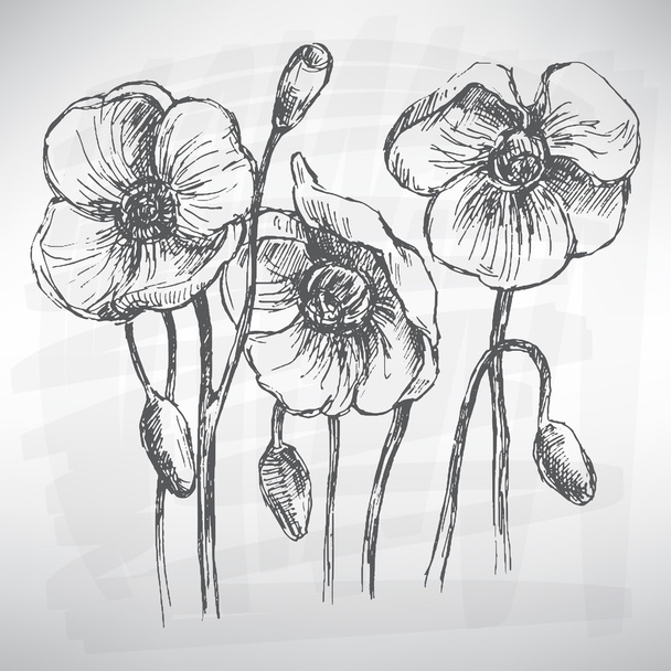 Квіти набір чорний - Вектор, зображення