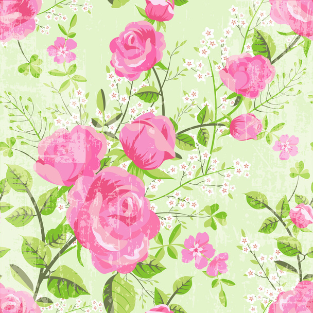 Retro floral pattern with roses - Vector, imagen