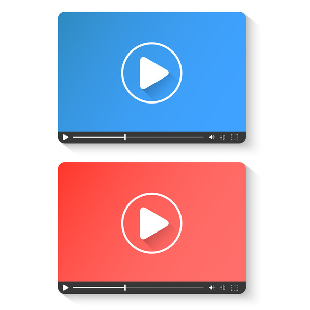 ウェブ アプリやモバイル アプリのフラットきれいなビデオ プレーヤー - ベクター画像