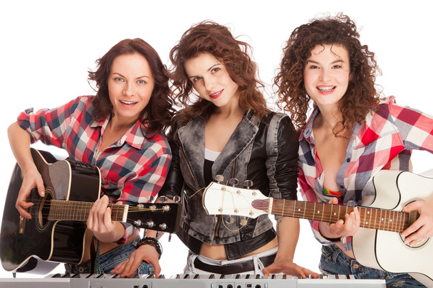 vrouwelijke trio band muziek - Foto, afbeelding