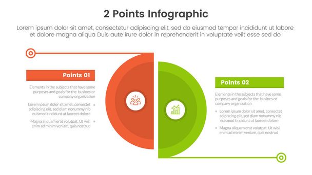 versus or compare and comparison concept for infographic template banner with big slice half circle with line separation with two point list information vector - Vector, Image