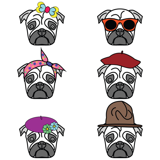 Set di icone Pugs
 - Vettoriali, immagini