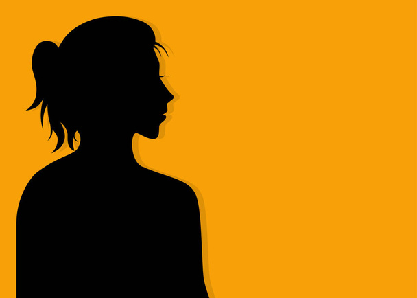 sziluett nő küzd az egyenlőségért és a női empowerment mozgás sárga háttér - Vektor, kép