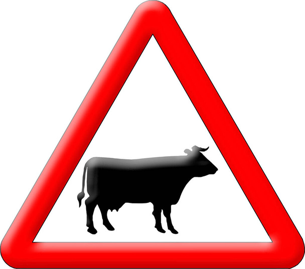 Illustrazione del vettore del segnale di traffico di attraversamento della mucca - Vettoriali, immagini