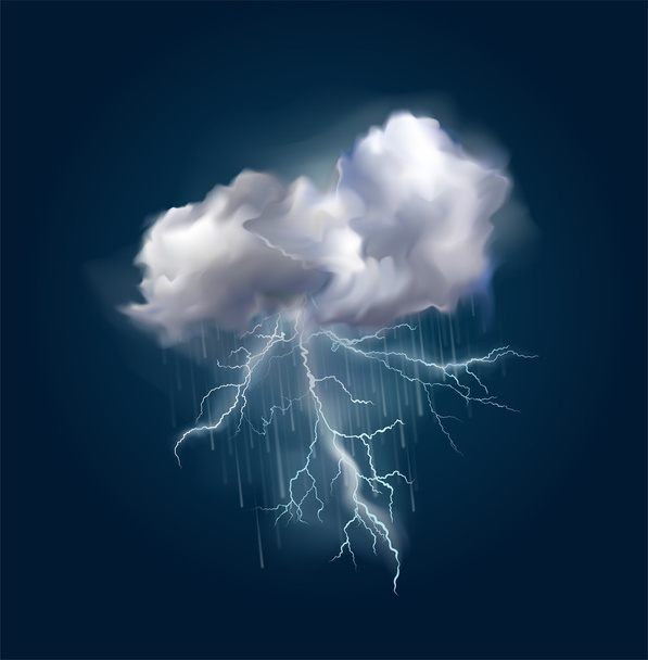 Vector cloud and lightnings - Вектор,изображение
